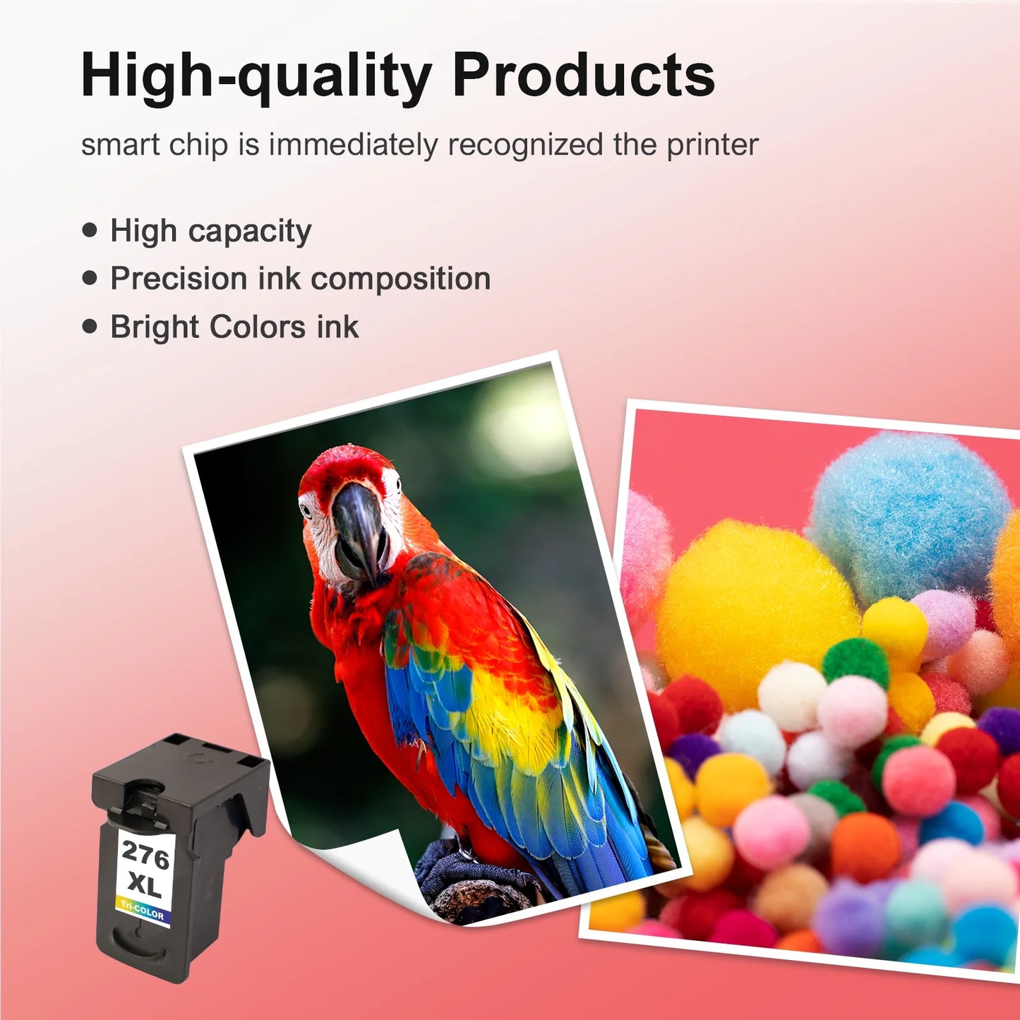 276XL Ink Cartridges for Canon ink CL 276 Color Ink Cartridge for Pixma TS3522 TS3520 TS3500 TR4722 TR4720 TR4700 (2 Tri-color)