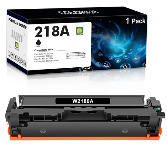 218A Black Toner Cartridge 1 Pack With Chip Compatible for 218A W2180A 218X W2180X 218 3301fdw Color Laserjet Pro MFP 3301fdw 3301cdw 3201dw 3301sdw 3301 3201 Series Printer High Yield Ink