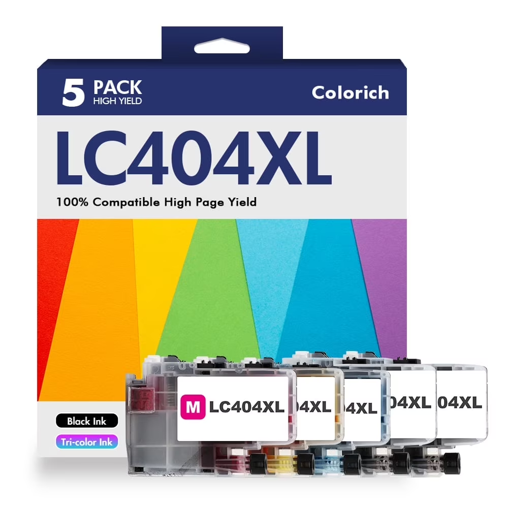 LC404XL LC404 Ink Cartridges Compatible for Brother MFC-J1205DW Printer 404XL LC 404 for Brother MFC J1205W MFCJ1205W XL MFC-J1215W - 5 Pack High Yields Black Cyan Magenta Yellow