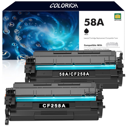 58A Toner Cartridges with Chip Compatible for HP 58A CF258A 58X CF258X Laserjet M428fdw M404 M404n M404dn M404dw N406dn MFP M428fdn M428dw M428 M430f Printer (Black, 2 Pack)