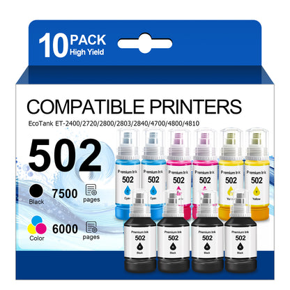 Ink Refill Bottles Compatible for 502 Ink Bottle Fit for Epson ET-2700/2750/3700/3750/4750/15000/ST-2000/3000/4000 Printers£¬10 Bottle
