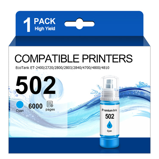 Ink Refill Cyan Bottles Compatible for 502 Ink Bottle Fit for Epson ET-2700/2750/3700/3750/4750/15000/ST-2000/3000/4000 Printers£¬1 Bottle