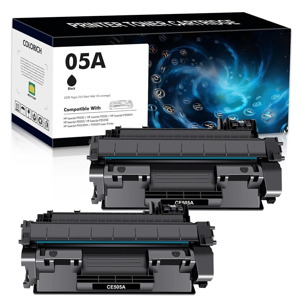05A Toner Cartridges Black Compatible for HP 05A 05X CE505A CE505X P2055 Laserjet P2035 P2035N P2055DN 2055DN 2035N P2030 P2050 P2055D P2055X 2055D 2055X Printer Ink Pack-2