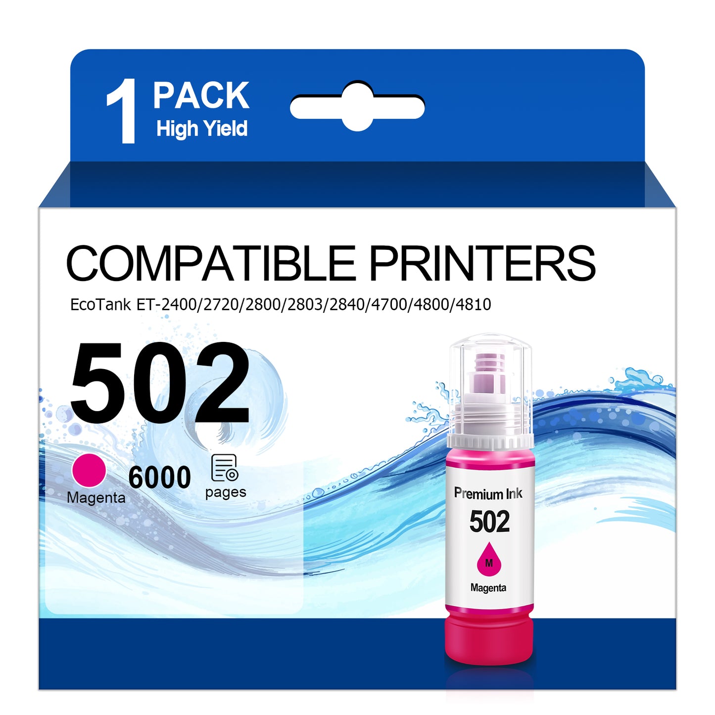 Ink Refill Magenta Bottles Compatible for 502 Ink Bottle Fit for Epson ET-2700/2750/3700/3750/4750/15000/ST-2000/3000/4000 Printers£¬1 Bottle