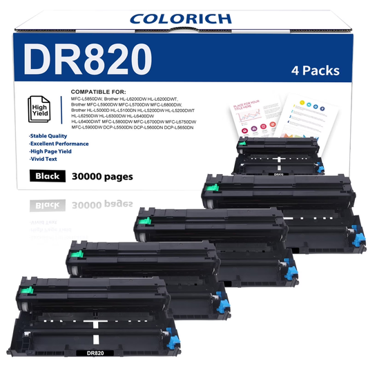 820 Drum Unit Compatible for Brother DR820 DR-820 DR 820 HL-L6200DW MFC-L5850DW MFC-L5900DW MFC-L6700DW MFC-L5800DW HLL6200DW HL-L5200DW HLL5100DN Printer (Black, 4-Pack)