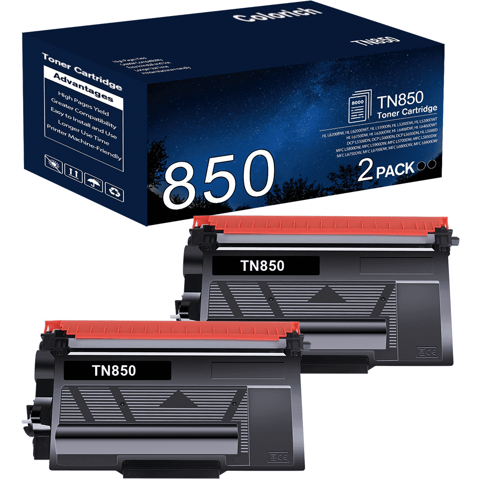 TN850 TN820 Toner Cartridges Black High Yield 2 Pack Compatible for Brother TN 850 TN 820 MFC-L5900DW HL-L6200DW MFC-L5800DW MFC-L5850DW MFC-L5700DW HL-L5200DW MFC-L6800DW Printer Ink