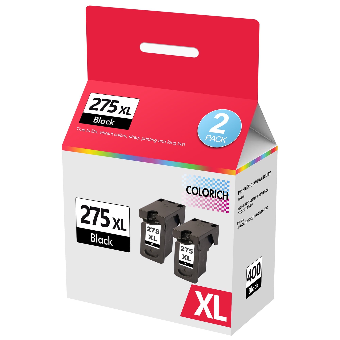 275XL Black Ink Cartridge for Canon 275 Ink for Canon Ink 275 (Black, 2 Pack)