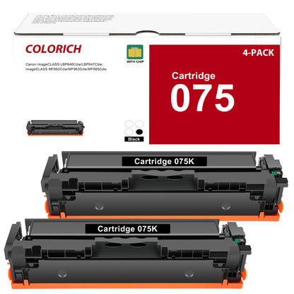 Colorich 075 075H Toner Cartridge (with chip) Compatible for Canon 075 075H Toner Cartridge Set for Canon imageCLASS LBP646Cdw LBP647Cdw imageCLASS MF663Cdw MF665Cdw (Black 2-pack)