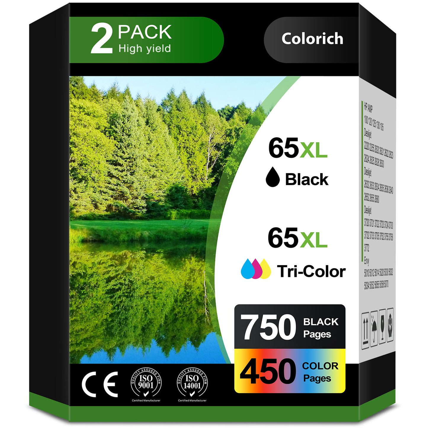 65XL 65 Ink Cartridge Compatible for HP 65 XL Ink 65 for DeskJet 3755 3772 Envy 5055 5052 Printer Ink (2 Pack)