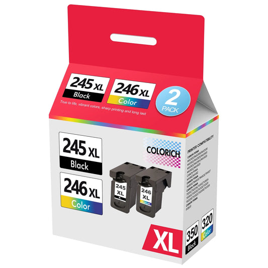 245XL 246XL Ink Cartridge for Canon Ink 245 and 246 for Pixma MX492 MX490 MG2522 MG2920 MG2922 TR4520 TR4522 TR4527 TS3320 TS3322 Printer , 2 Pack