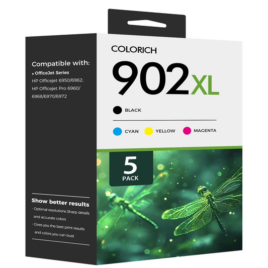 902 902XL Ink Cartridges Compatible for HP 902XL 902 5 Pack for OfficeJet 6968 6978 6970 6971 6974 6975 6979 6960 6961 6963 6964 6965 6966 6950 series Printer (2 x Black, Cyan, Magenta, Yellow)