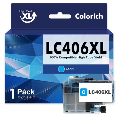 LC406 XL LC406 Ink Cartridge for Brother Printer 406XL 1-Pack High Yield for MFC-J4335DW MFC-J5855DW MFC-J6555DW MFC-J4535DW MFC-J6955DW MFC-J4345DW MFC-J5955DW (1 Cyan)