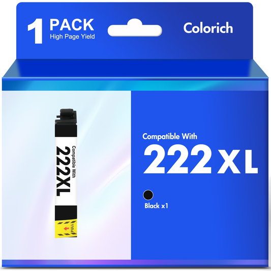 222XL Ink Cartridges 1 Pack Black Compatible for Epson 222 Ink 222 XL Printer Ink for Epson Expression Home XP-5200 WorkForce Pro WF-2960 All-in-One