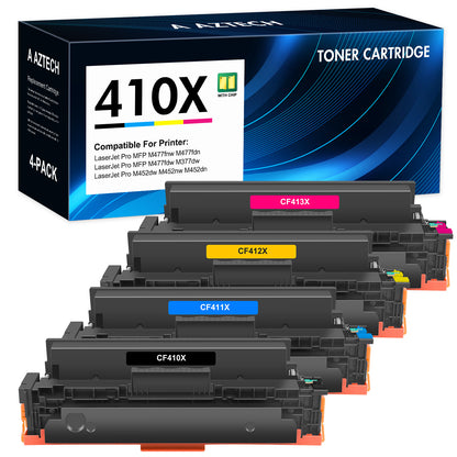 410X Compatible for HP 410X Toner Cartridges Pack of 4 410X 410A CF410X CF410A Laserjet MFP M477fdw M477fnw M477fdn Pro M452dn M452dw M452nw M477 M452 Printer Ink