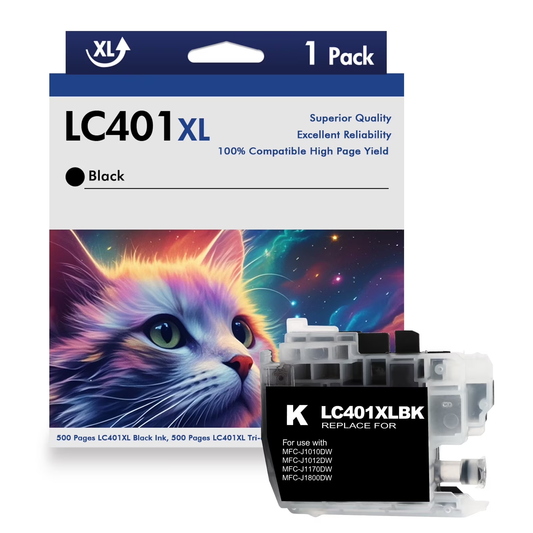 LC401XL High Yield Black Ink Cartridge Compatible for Brother lc401 lc401xl ink with Brother MFC-J1010DW MFC-J1012DW MFC-J1170DW (1 Black)