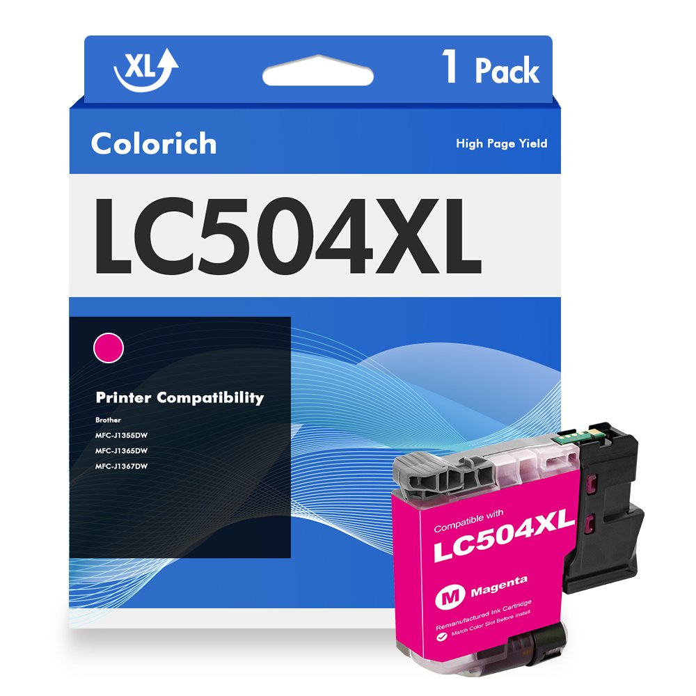 LC504 Ink Cartridges High Yield Compatible for Brother LC504 LC-504 Work for Brother MFC-J1205W MFC-J1215W MFC-J1205W XL Printer Ink (Magenta,1 Pack)