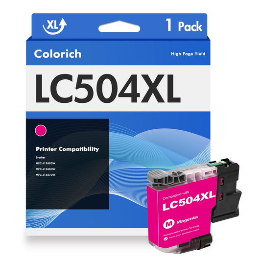 LC504 Ink Cartridges High Yield Compatible for Brother LC504 LC-504 Work for Brother MFC-J1205W MFC-J1215W MFC-J1205W XL Printer Ink (Magenta,1 Pack)