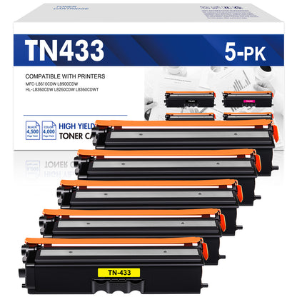 TN433 TN431 Toner Cartridge Compatible for Brother TN433 TN431 TN436 Toner HL-L8260CDW HL-L8360CDW L8610CDW DCP-L8410CDW MFC-L8690CDW Printer Ink 2x Black, Cyan, Magenta, Yellow