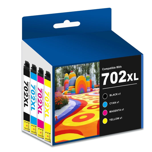 702 XL Ink Cartridge Compatible for Epson 702 Ink Cartridges Combo Pack Compatible for Epson Ink 702 T702XL for Workforce Pro WF-3720 WF-3730 WF-3733