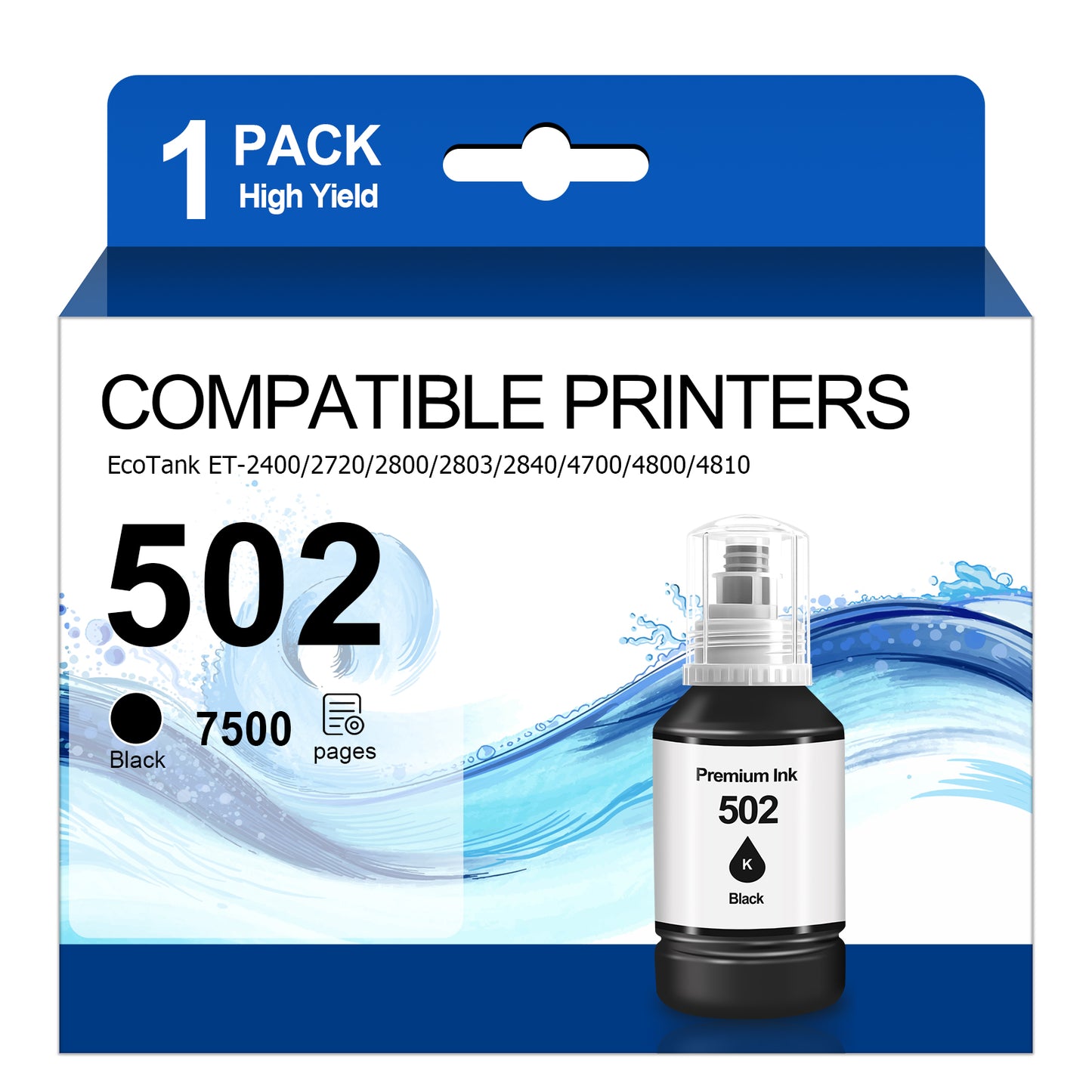 Ink Refill Black Bottles Compatible for 502 Ink Bottle Fit for Epson ET-2700/2750/3700/3750/4750/15000/ST-2000/3000/4000 Printers£¬1 Bottle