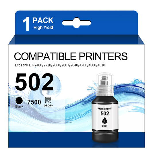 Ink Refill Black Bottles Compatible for 502 Ink Bottle Fit for Epson ET-2700/2750/3700/3750/4750/15000/ST-2000/3000/4000 Printers£¬1 Bottle