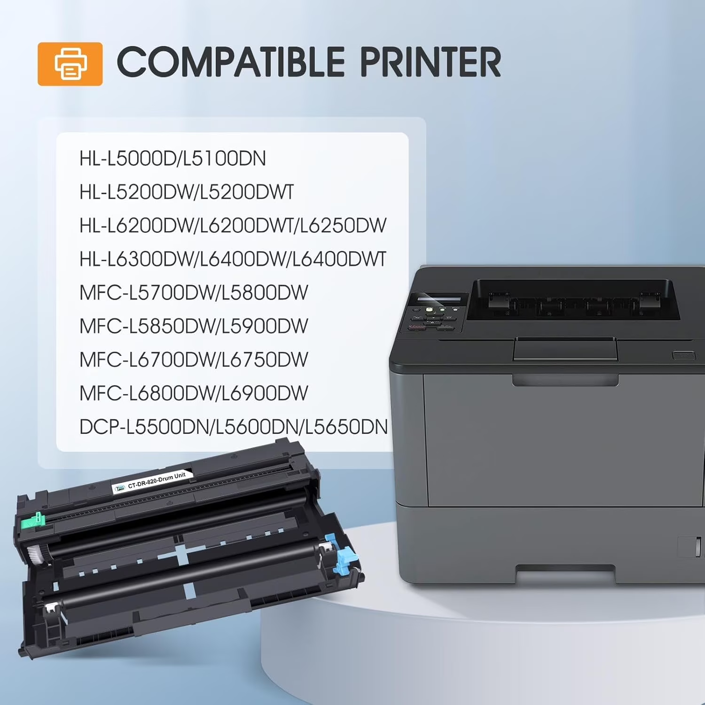 820 Drum Unit Compatible for Brother DR820 DR-820 DR 820 HL-L6200DW MFC-L5850DW MFC-L5900DW MFC-L6700DW MFC-L5800DW HLL6200DW HL-L5200DW HLL5100DN Printer (Black, 4-Pack)