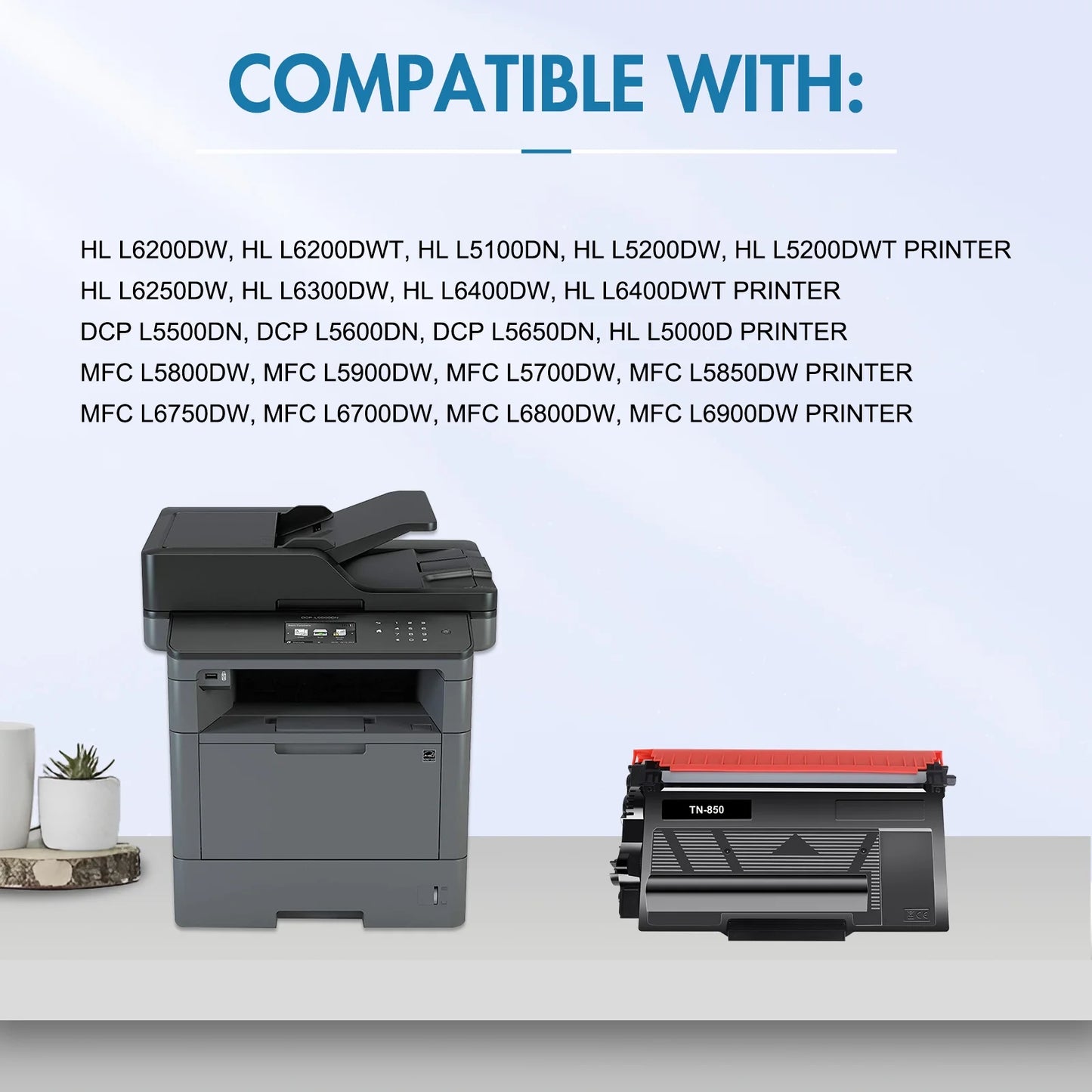 TN820 TN850 High Yield Toner Cartridges Compatible for Brother TN850 TN 850 MFC-L5700DW L5850DW HL-L6200DW MFC-L5700DW MFC-L5900DW HL-L5200DW TN-850 TN820 TN 820 TN-820 Printer Ink (Black, 2-Pack)