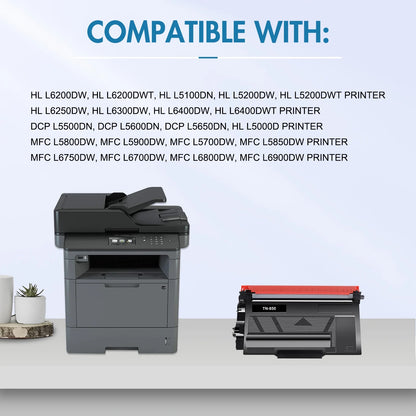 TN820 TN850 High Yield Toner Cartridges Compatible for Brother TN850 TN 850 MFC-L5700DW L5850DW HL-L6200DW MFC-L5700DW MFC-L5900DW HL-L5200DW TN-850 TN820 TN 820 TN-820 Printer Ink (Black, 2-Pack)