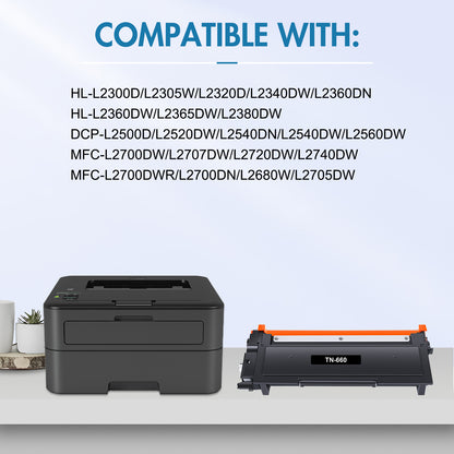 Colorich TN660 TN-660 Toner Cartridge Compatible for Brother TN 660 TN630 HL-L2300D HL-L2305W HL-L2360DW MFC-L2680W MFC-L2685DW MFC-L2700DW MFC-L2720DW MFC-L2740DW DCP-L2520DW Printer, 4-Pack Black