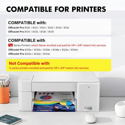 923 923E Ink Cartridges (With Chip) Compatible for HP 923 E 923 923XL OfficeJet Pro 8130 8135e 8138e 8139e 8120 8122e OfficeJet 8124e 8125e 8132e 8134e Printer | 923E Combo Pack, Pack of 4