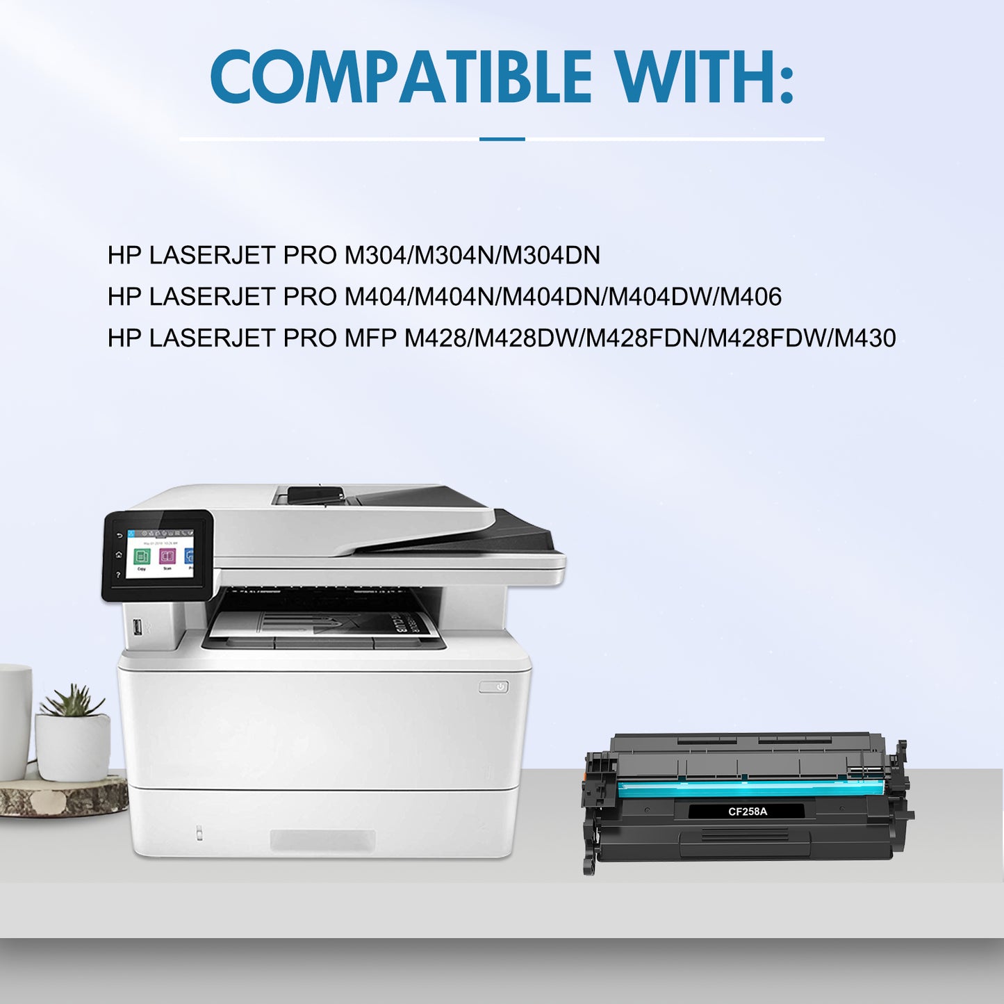 58A Toner Cartridge Black CF258A (With Chip) Compatible for HP 58A 58X M404 M404dn M404n Laserjet Pro MFP M428fdw M428dw M428fdn M428 M430 M406 Printer Ink | 4-Pack