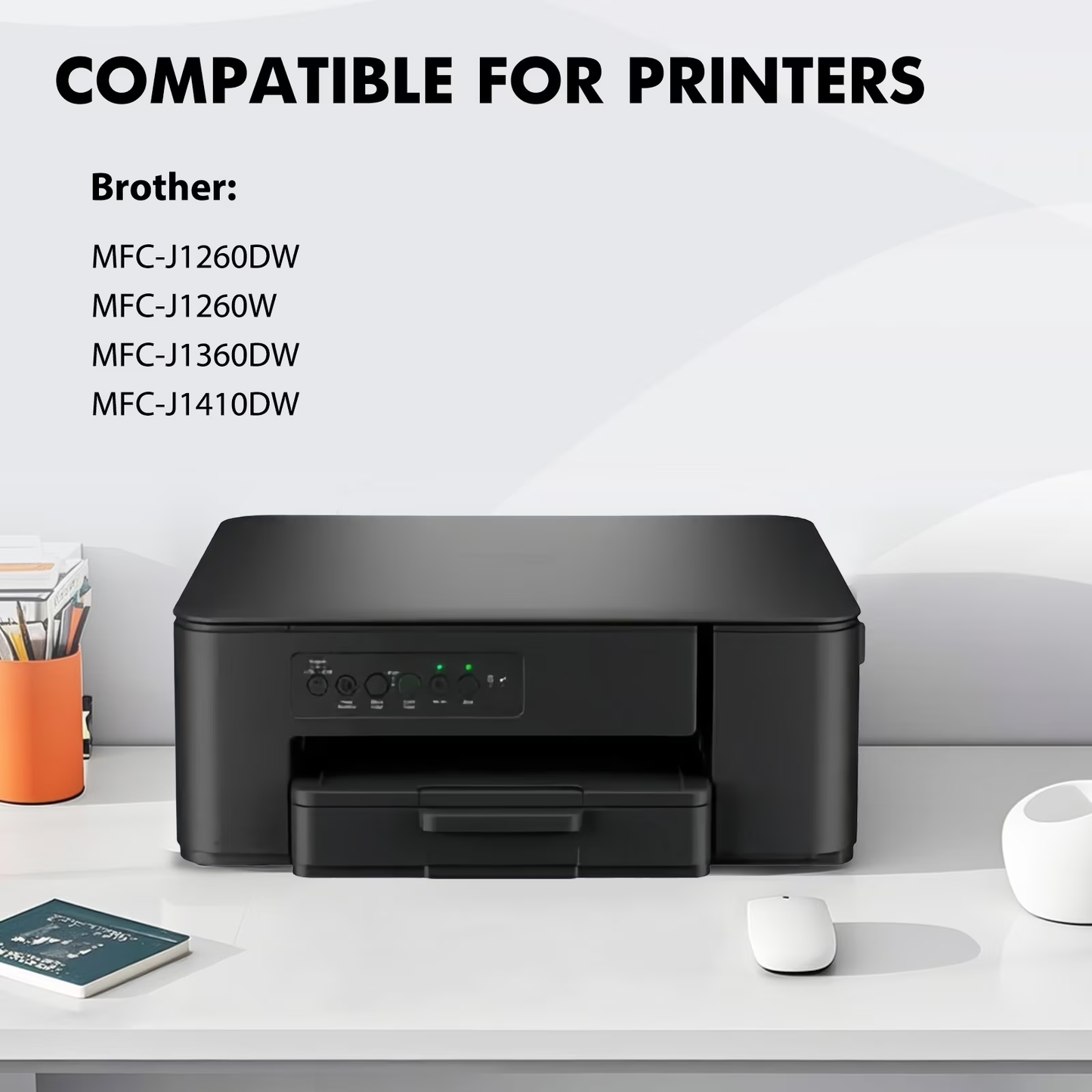 LC501 LC501XL Ink Cartridges Compatible for Brother Work Smart 1360 MFC-J1360DW MFC-J1260W MFC-J1260DW MFC-J1410DW MFC J1360DW J1260W J1260DW J1410DW Printer 4 Pack Black Cyan Magenta Yellow