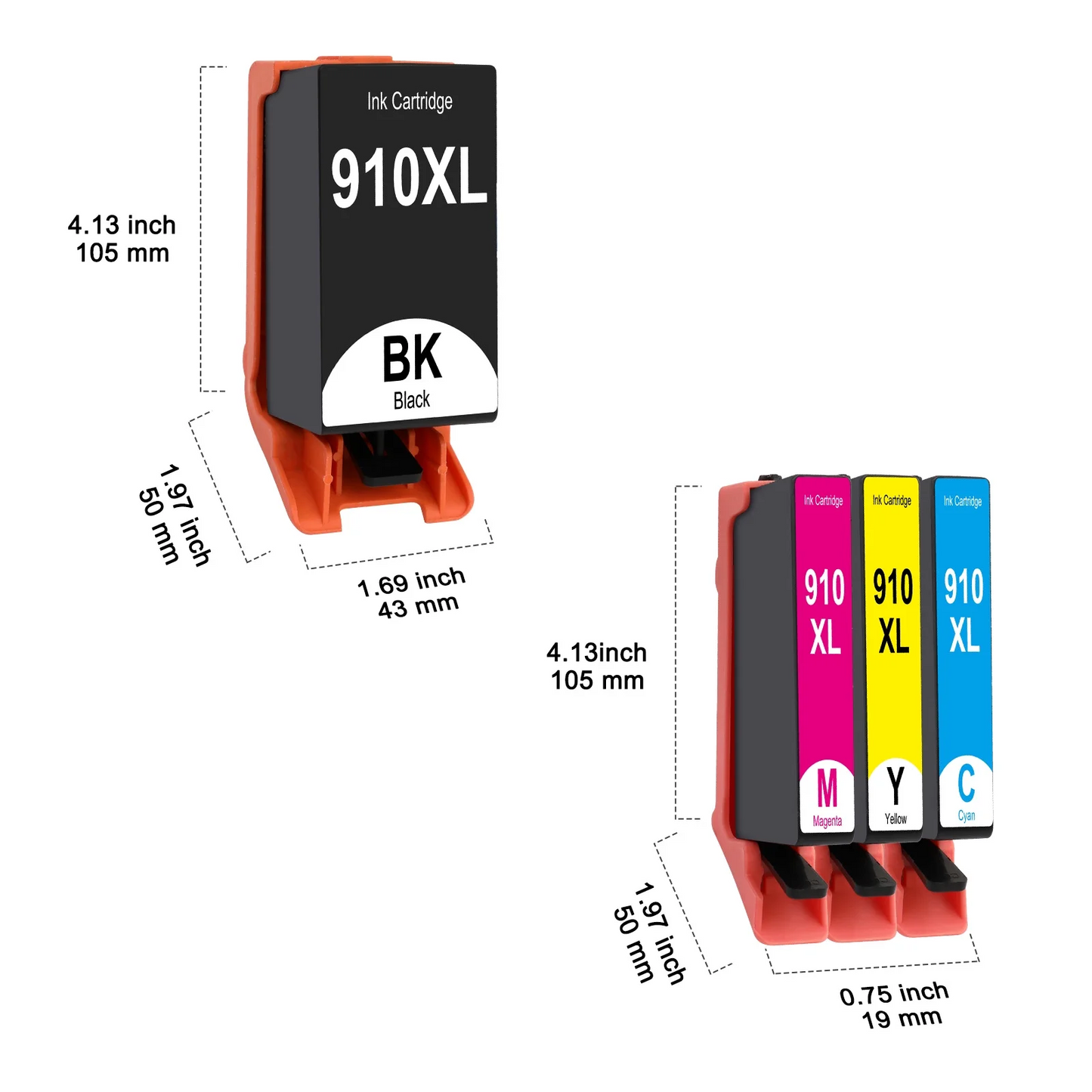 4-Pack 910XL Ink Cartridge Compatible for HP 910 XL 910XL Officejet Pro 8012 8013 8015 8022 8025 8028 8035 8012e 8015e 8022e 8025e 8028e 8034e 8035e Printer Ink Black,Cyan,Magenta,Yellow