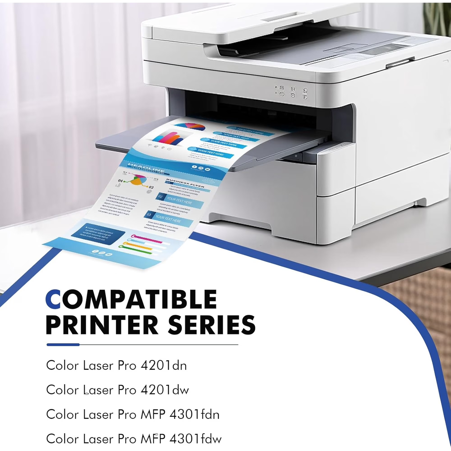 Compatible for HP 210X Toner Cartridges 210A 210 Toner Cartridges 4 Pack High Yield for Color LaserJet Pro MFP 4301fdw 4301fdn Pro 4201dw 4201dn Printer W2100X W2100A Ink (with Chip)