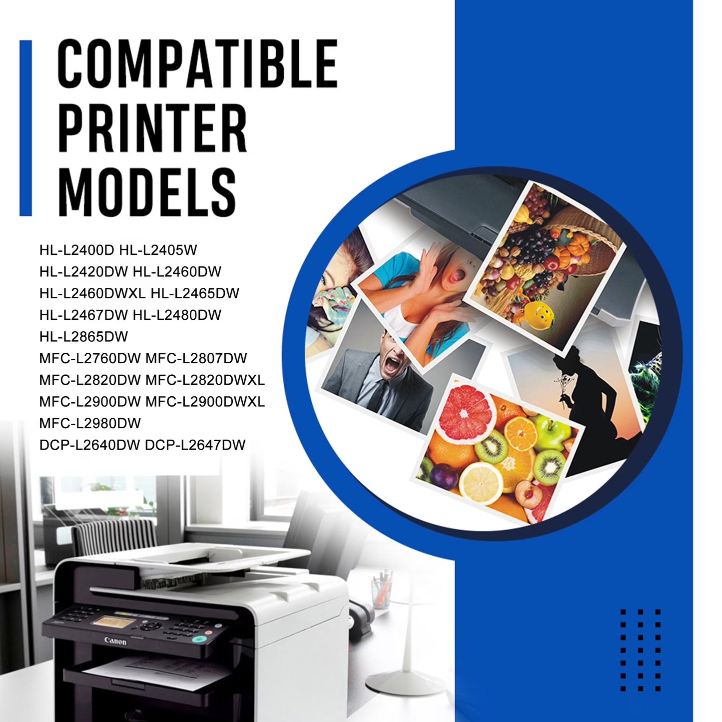 1 * TN830XL + 1 * DR830 Toner Cartridge and Drum Unit Compatible for Brother TN830XL DR-830 TN830 Work with DCP-L2640DW HL-L2460DW HL-L2405W HL-L2400D HL L2480dw HL L2460dw XL Printer