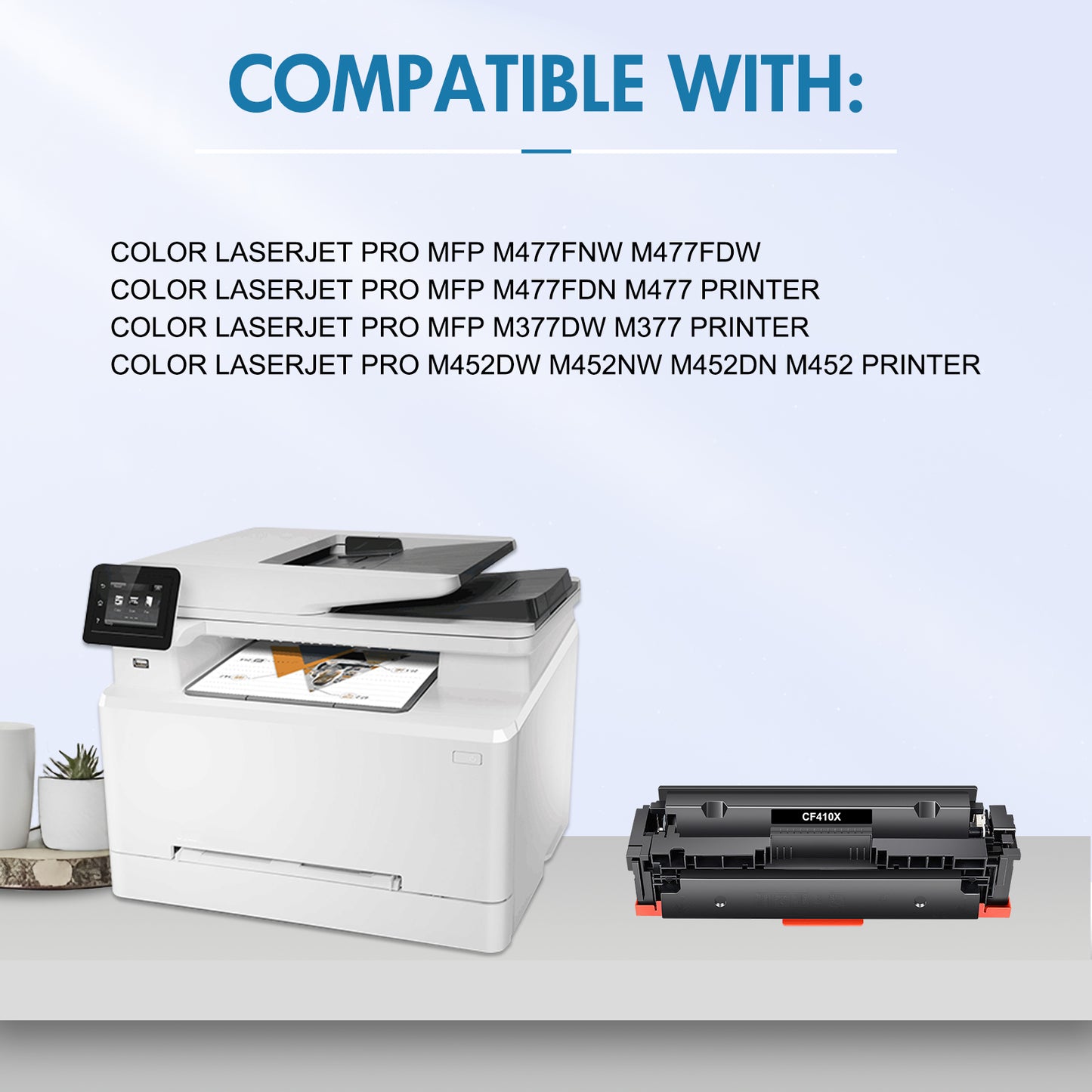 410X Compatible for HP 410X Toner Cartridges Pack of 4 410X 410A CF410X CF410A Laserjet MFP M477fdw M477fnw M477fdn Pro M452dn M452dw M452nw M477 M452 Printer Ink