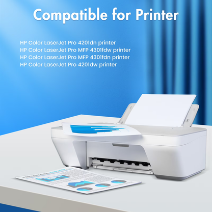 210A Toner Cartridges 4 Pack with Chip Compatible for 210A 210X 4301fdw W2100A W2100X Compatible for Color Laserjet Pro MFP 4301fdw 4301fdn 4201dw 4201dn Series Printer Ink BK/Y/C/M