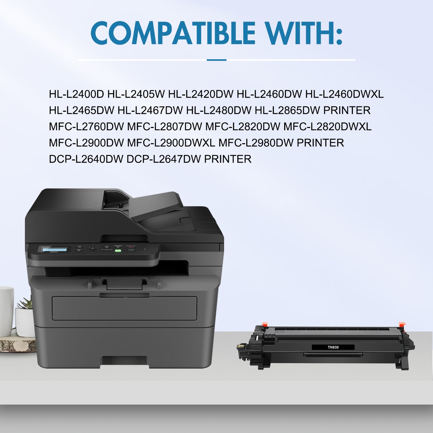 Colorich TN830 TN830XL Toner Cartridge Compatible for Brother TN830 TN-830 HL-L2460DW DCP-L2640DW HL-L2405W MFC-L2820DW HL-L2400D Printer Ink Black 2-Pack