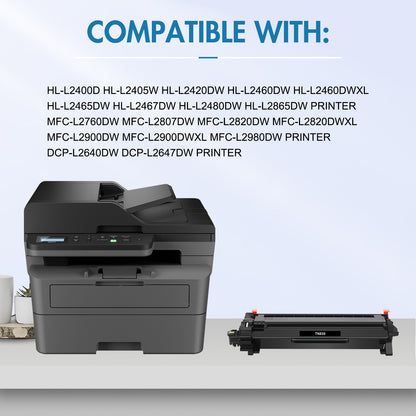 Colorich TN830 TN830XL Toner Cartridge Compatible for Brother TN830 TN-830 HL-L2460DW DCP-L2640DW HL-L2405W MFC-L2820DW HL-L2400D Printer Ink Black 2-Pack