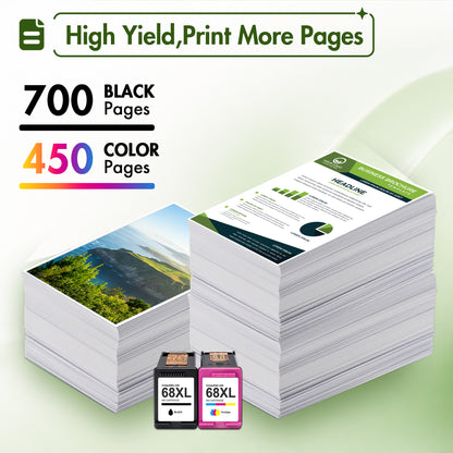 68 Ink Cartridges Compatible for HP 68 68e 68XL Ink Cartridge Combo Pack for Envy 6120e 6152e 6155e 6552e 6555e 6558e DeskJet 4322 Printer (2 Pack)