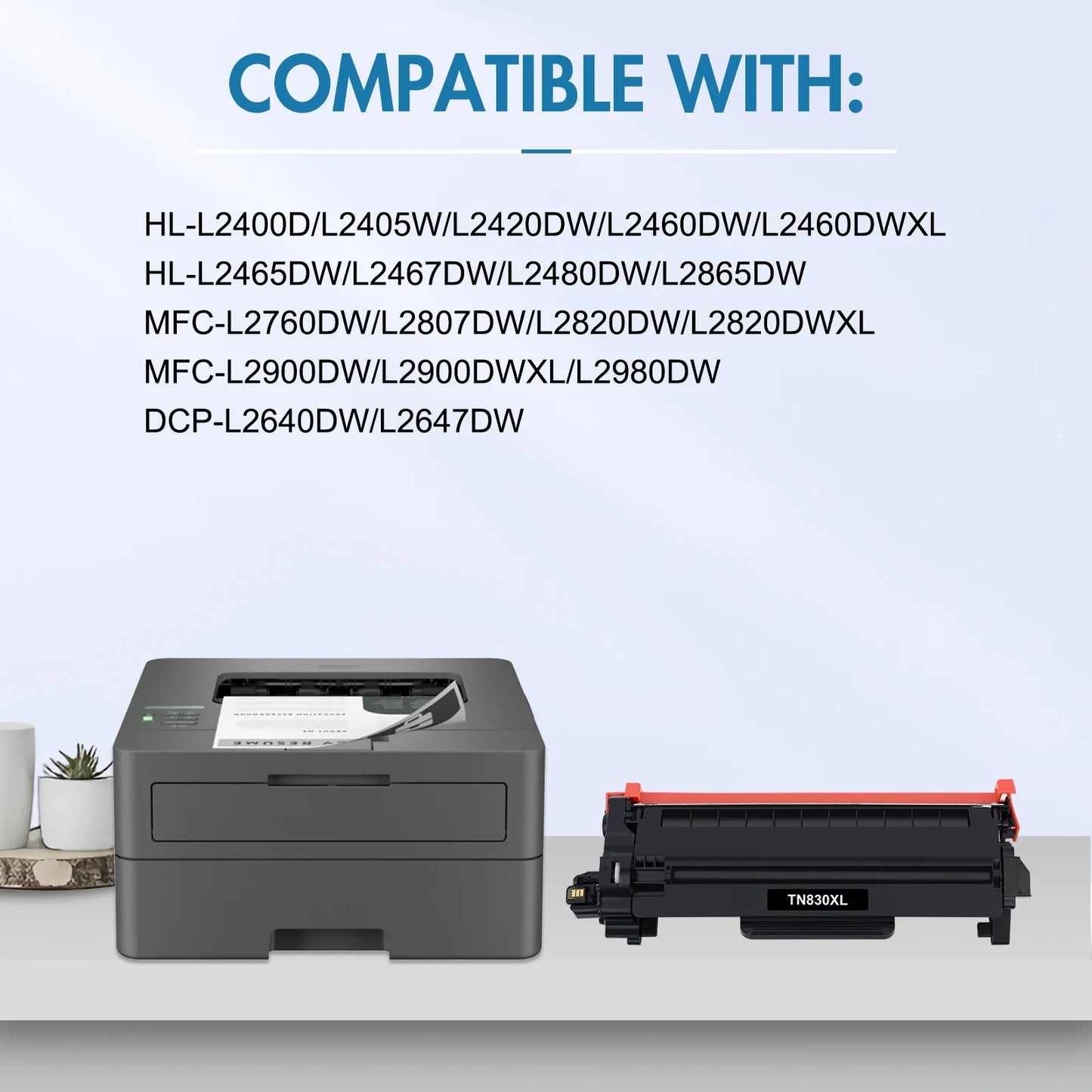 TN830XL Toner Cartridges 4 Pack With Chip Compatible for Brother TN 830XL TN830XL/V DCP-l2640dw HL-l2460dw HL-l2405w MFC-l2820dw MFC-l2760dw HL-l2480dw HL-l2465dw Printer Ink, TN 830 XL Black Ink