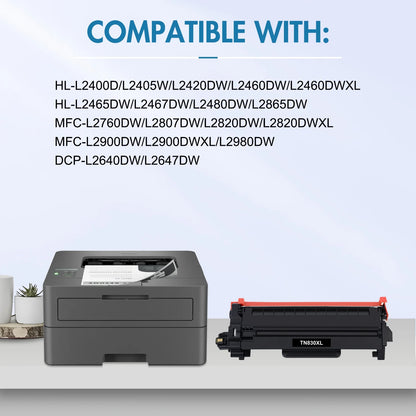 TN830XL Toner Cartridges 4 Pack With Chip Compatible for Brother TN 830XL TN830XL/V DCP-l2640dw HL-l2460dw HL-l2405w MFC-l2820dw MFC-l2760dw HL-l2480dw HL-l2465dw Printer Ink, TN 830 XL Black Ink