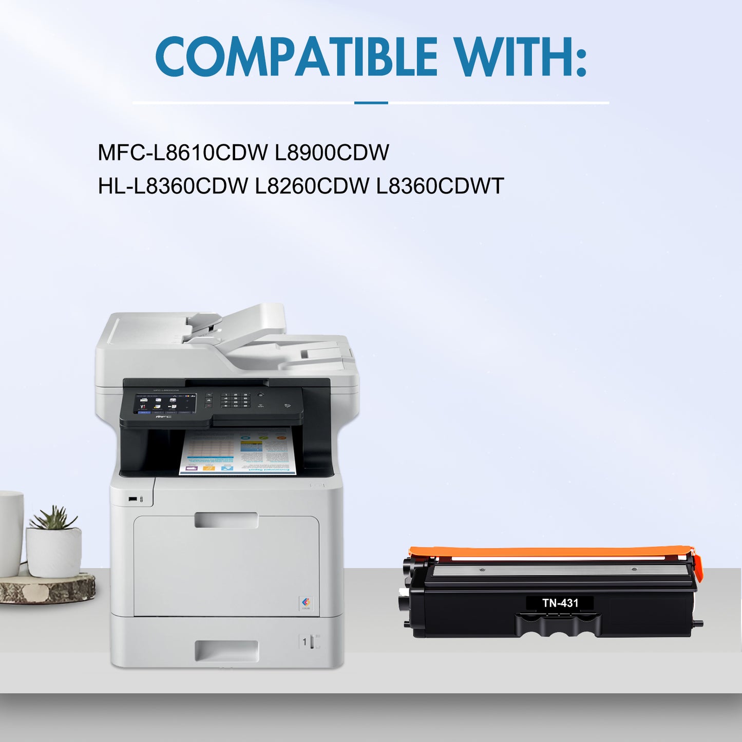 TN431 TN433 Toner Compatible for Brother TN-431BK TN431 TN433 TN436 Toner HL-L8260CDW L8360CDW L8360CDWT, MFC-L8610CDW L8900CD Printer Ink (Black,2-Pack)