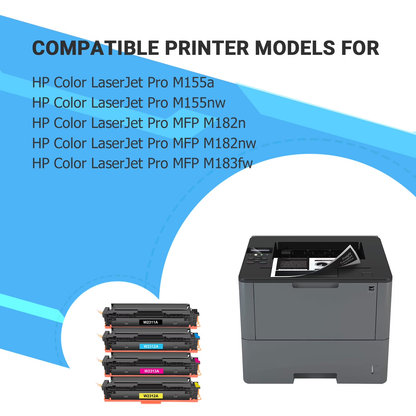 215A Toner Cartridges With Chip Compatible for HP 215A W2310A Laserjet M182nw M183fw M182n Color M155a M155nw M182 M183 Printer Ink 4 Pack