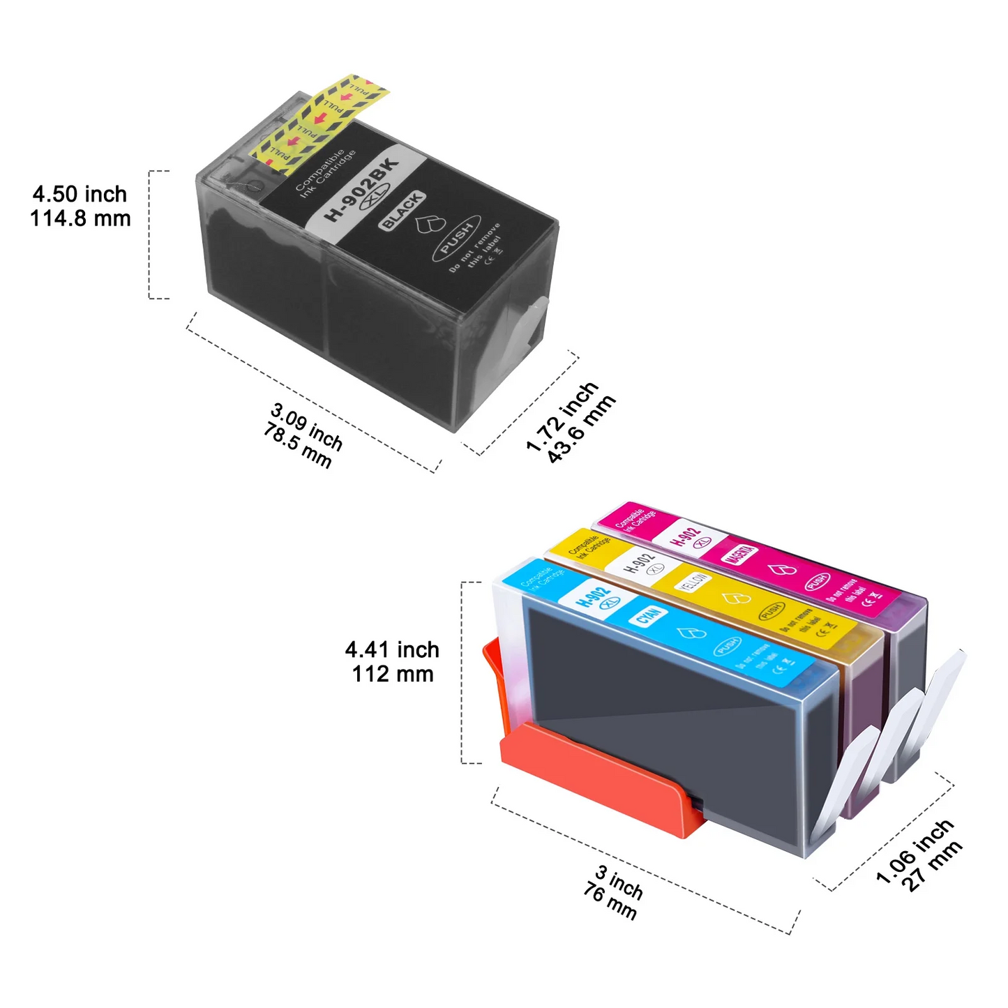 902 902XL Ink Cartridges Compatible for HP 902XL 902 4 Pack for OfficeJet 6968 6978 6970 6971 6974 6975 6979 6960 6961 6963 6964 6965 6966 6950 series Printer (Black, Cyan, Magenta, Yellow)