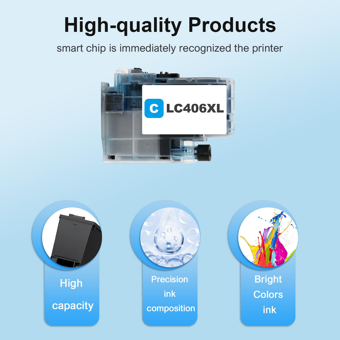 LC406 XL LC406 Ink Cartridge for Brother Printer 406XL 1-Pack High Yield for MFC-J4335DW MFC-J5855DW MFC-J6555DW MFC-J4535DW MFC-J6955DW MFC-J4345DW MFC-J5955DW (1 Cyan)