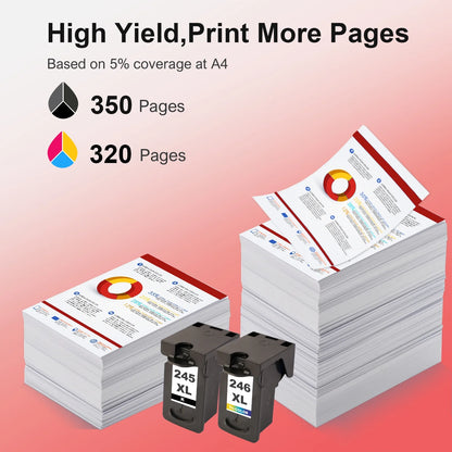 245XL 246XL Ink Cartridge for Canon Ink 245 and 246 for Pixma MX492 MX490 MG2522 MG2920 MG2922 TR4520 TR4522 TR4527 TS3320 TS3322 Printer , 2 Pack