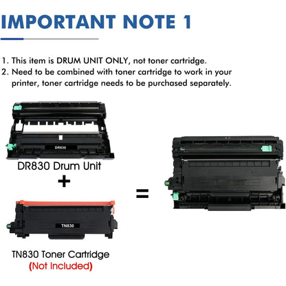 DR830 Drum Unit 2 Pack Black Compatible Replacement for Brother DR-830 DR 830 to Use with HL-L2405W DCP-L2640DW HL-L2460DW HL-L2460DWL HL-L2460DW HL-L2480DW Printer (NOT Toner)