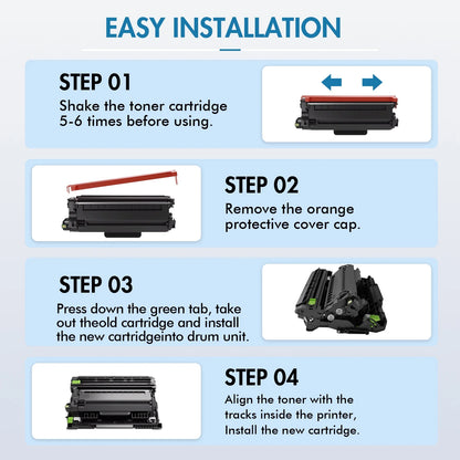 TN830XL Toner Cartridges 4 Pack With Chip Compatible for Brother TN 830XL TN830XL/V DCP-l2640dw HL-l2460dw HL-l2405w MFC-l2820dw MFC-l2760dw HL-l2480dw HL-l2465dw Printer Ink, TN 830 XL Black Ink