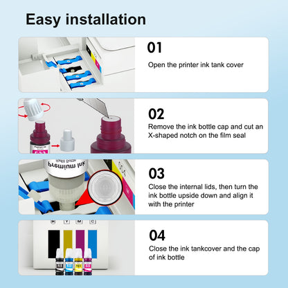 Ink Refill Bottles Compatible for 502 Ink Bottle Fit for Epson ET-2700/2750/3700/3750/4750/15000/ST-2000/3000/4000 Printers£¬8 Bottle